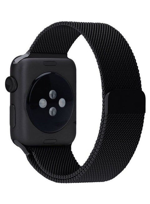 Milanese Loop Stainless Steel Replacement Band For Apple Watch Series 7/6/SE/5/4/3/2/1 42/44/45mm Black