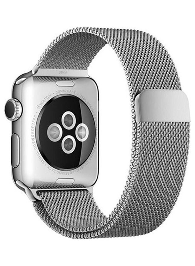 MOCOM - Milanese Loop Stainless Steel Replacement Band For Apple Watch Series 7/6/SE/5/4/3/2/1 42/44/45mm Silver - Image 1