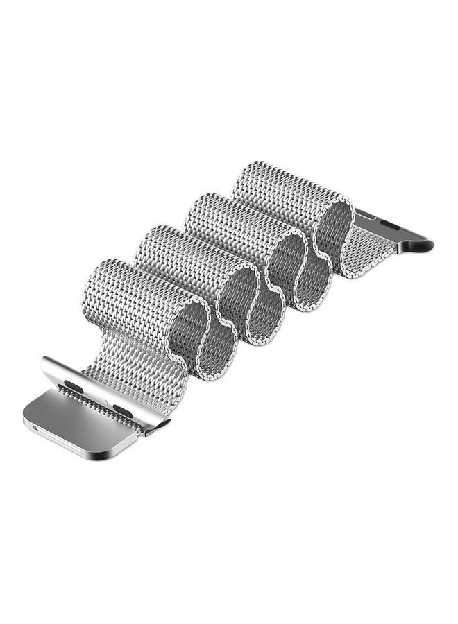 MOCOM - Milanese Loop Stainless Steel Replacement Band For Apple Watch Series 7/6/SE/5/4/3/2/1 42/44/45mm Silver - Image 1