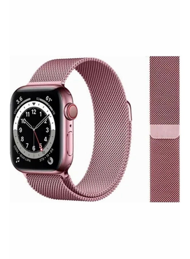 MOCOM - Milanese Loop Stainless Steel Replacement Band For Apple Watch Series 6/SE/5/4/3/2/1 Pink - Image 1