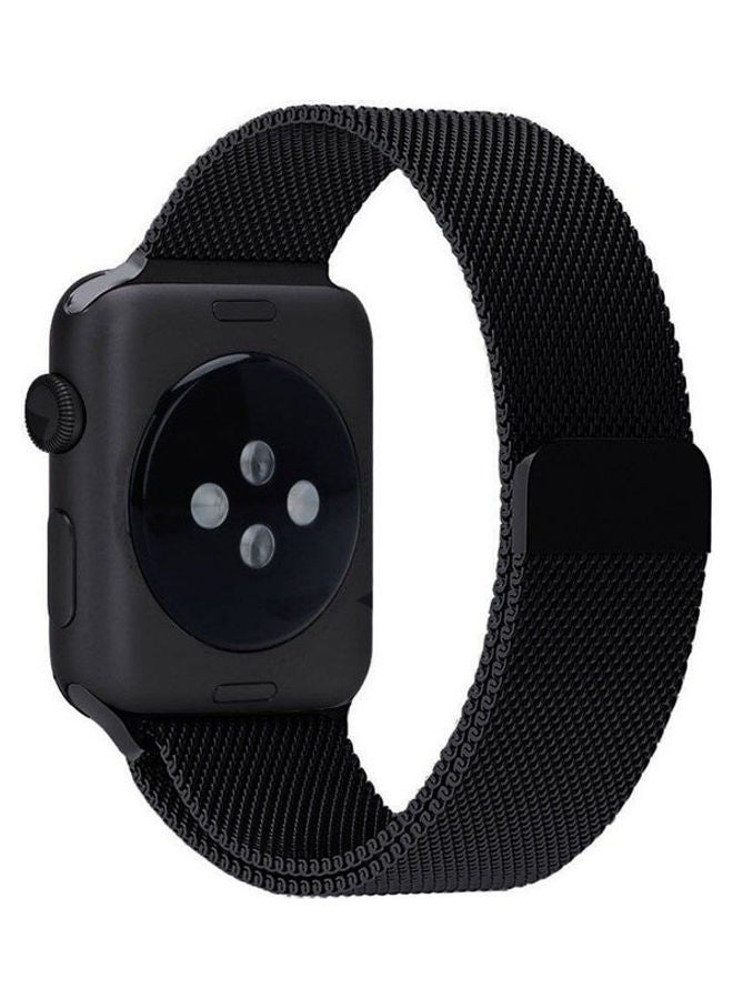 MOCOM - Milanese Loop Stainless Steel Replacement Band For Apple Watch Series 7/6/SE/5/4/3/2/1 38/40/41mm Black - Image 1