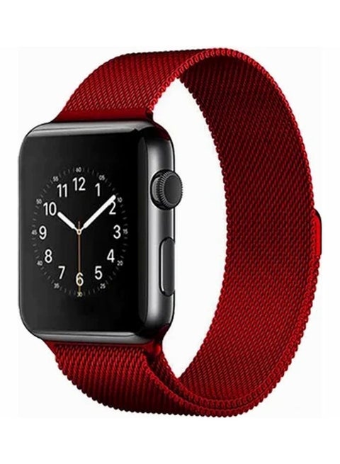 Milanese Loop Stainless Steel Replacement Band For Apple Watch Series 7/6/SE/5/4/3/2/1 38/40/41mm Red