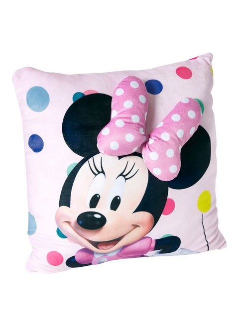Minnie Mouse Printed Cushion With 3D Bow Polyester Pink/Beige/Black 40xx40cm