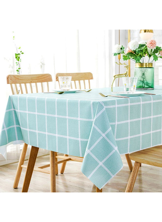 XiuWoo Checkerd Pattern Waterproof Table Cloth Blue/White 120x120cm - Image 1