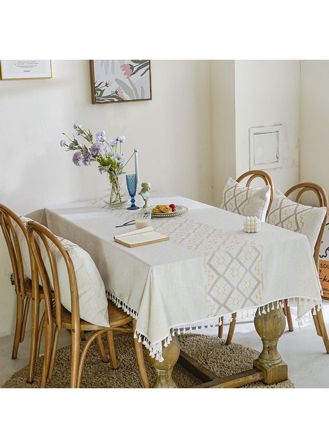 1-Piece Table Cloth Set Beige/White