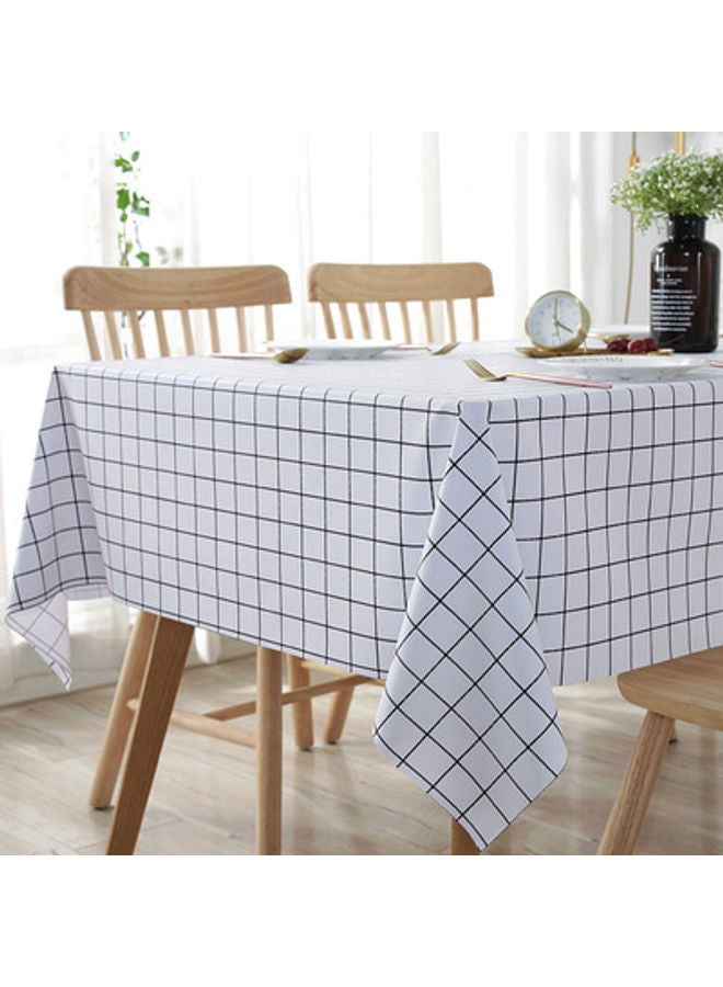 XiuWoo Checkerd Pattern Waterproof Table Cloth White/Black 120x160cm - Image 1