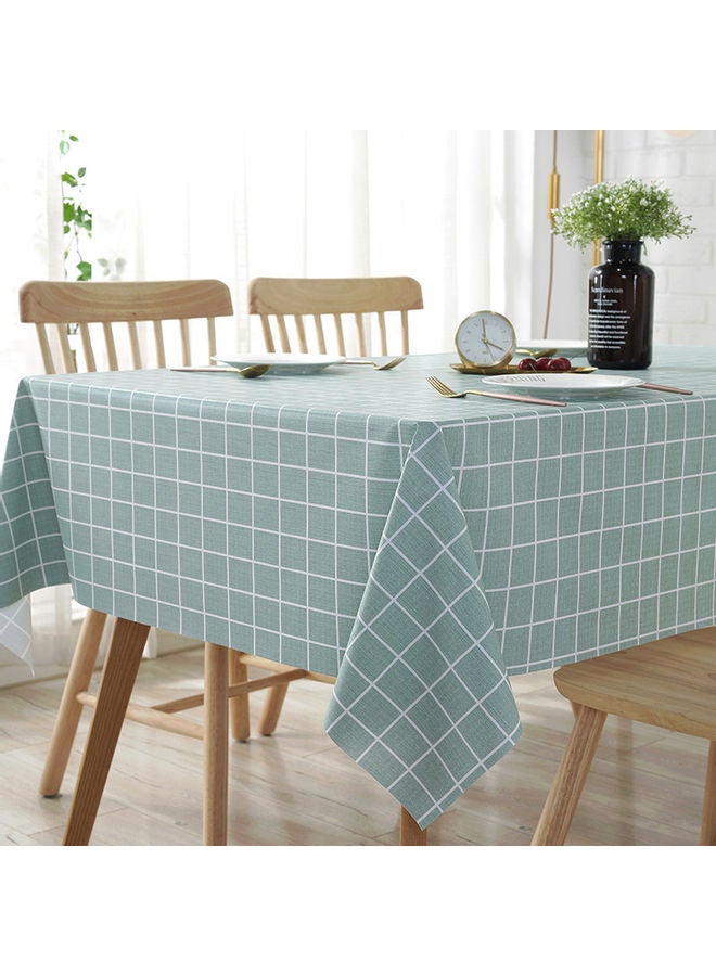 شو وو مفرش طاولة ضد الماء بنقشة مربعات أخضر/أبيض 140x140سم - Image 1
