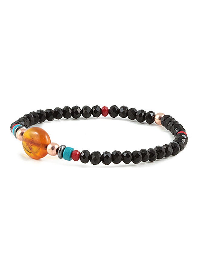 Baltic Amber & Onyx Bracelet with Sterling Silver components - Image 2