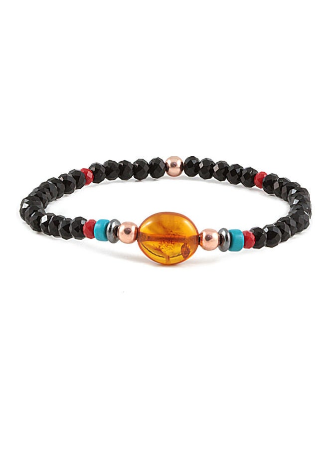 Baltic Amber & Onyx Bracelet with Sterling Silver components - Image 1