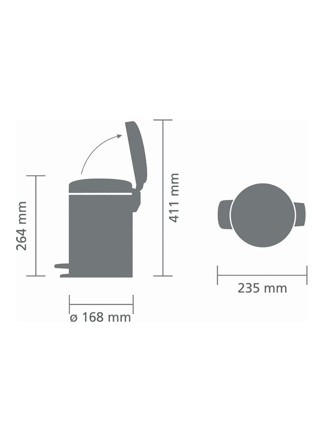 brabantia - Pedal Bin Newicon With Plastic Inner Bucket Platinum 3Liters - Image 1