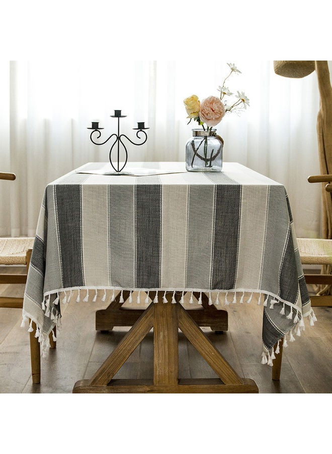 XiuWoo Lace Tassel Detail Table Cloth Grey/White 140x180cm