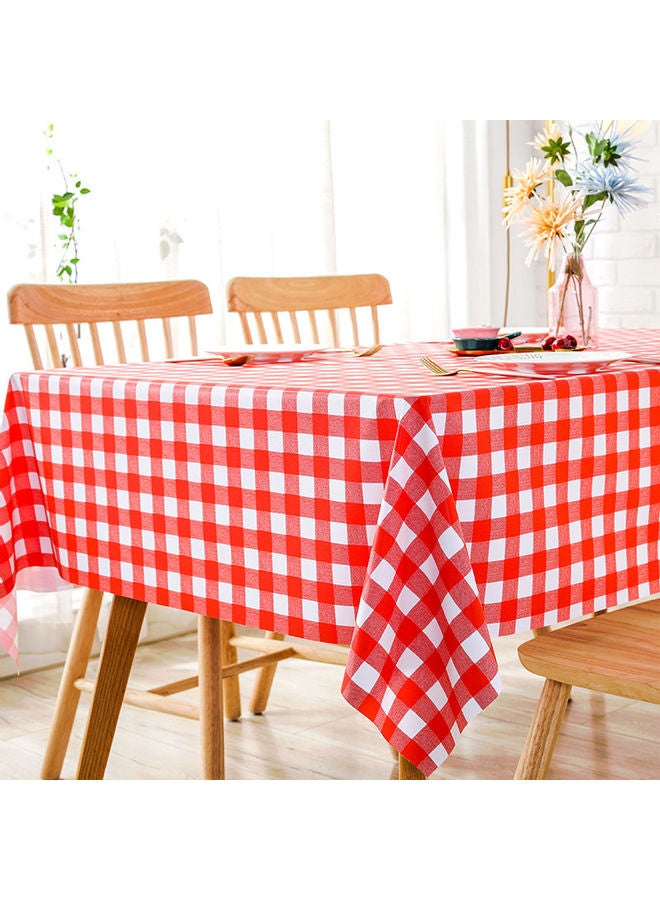 شو وو مفرش طاولة ضد الماء بنقشة مربعات أحمر/أبيض 120x160سم - Image 1