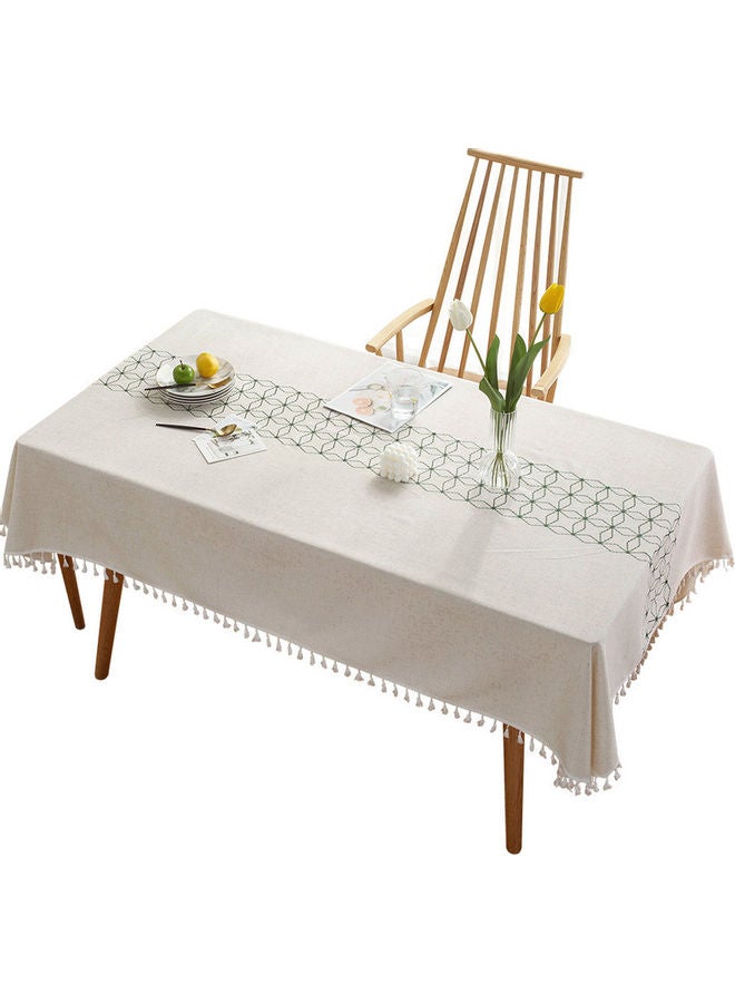 XiuWoo Lace Tassel Detail Table Cloth White/Grey 140x200cm - Image 1