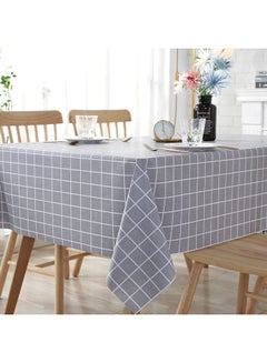 XiuWoo Checkerd Pattern Waterproof Table Cloth Grey/White 140x140cm  - Image 1