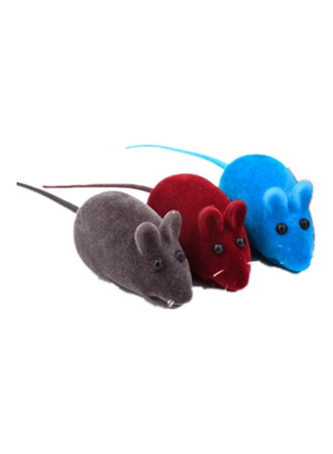 3Pcs/Set Cat Toy Furry Mice,Rattling Cat Toy Mouse With Further Tail, Pack Of 3Pcs Multicolour
