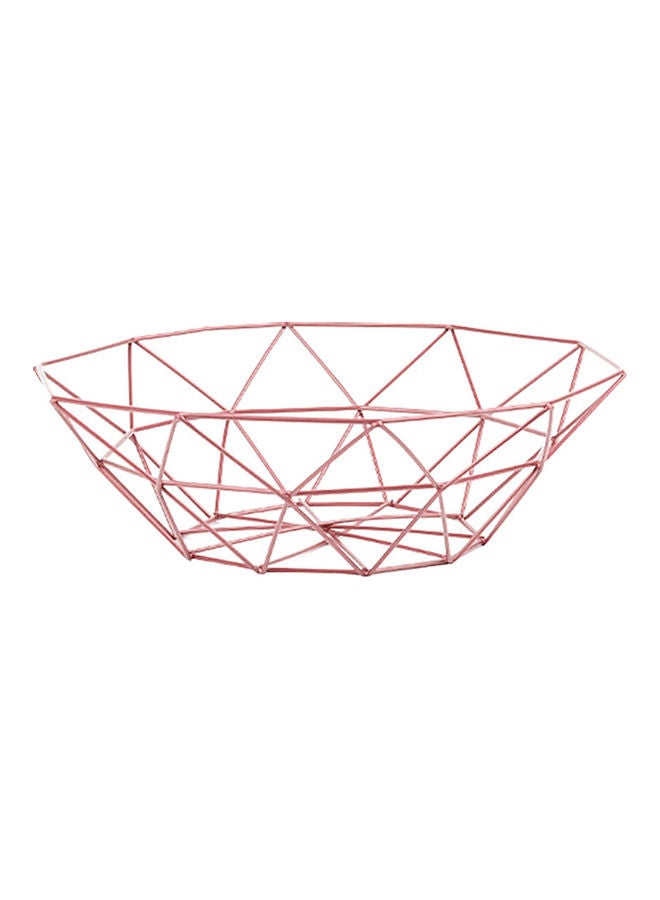 سلة شبكية من الأسلاك بتصميم هندسي على شكل فواكه وخضراوات وردي 27x8سم