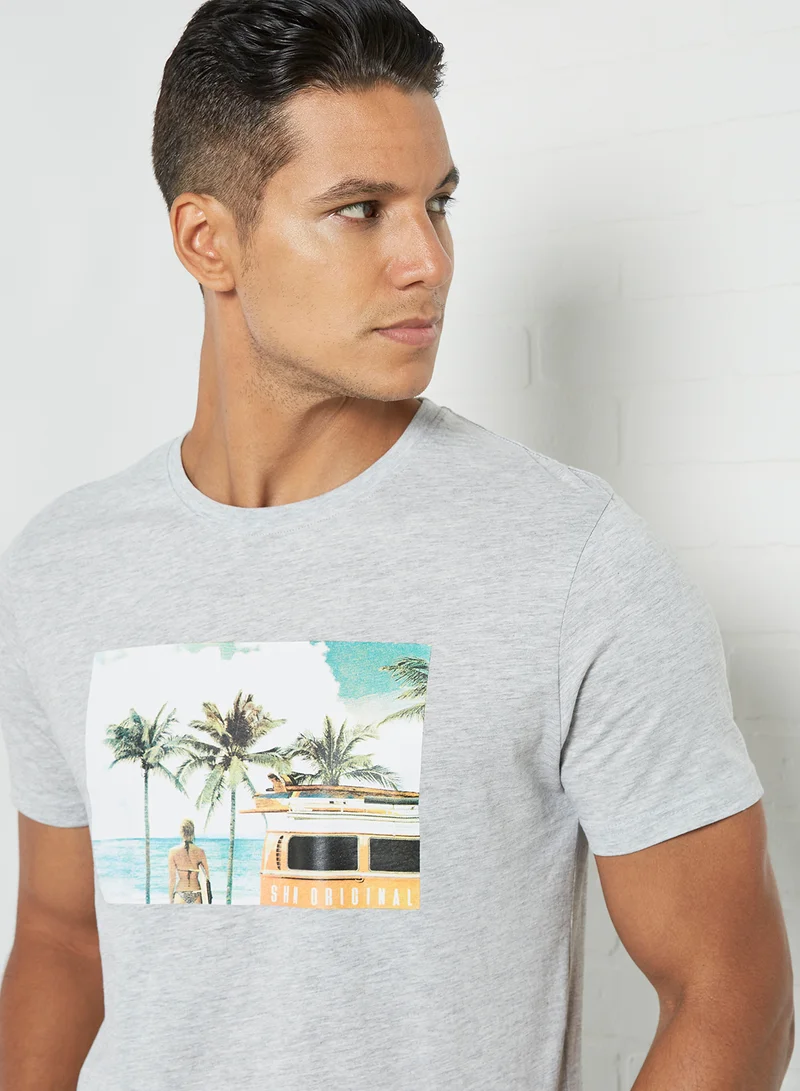 Shine Original Beach Print T-Shirt Grey