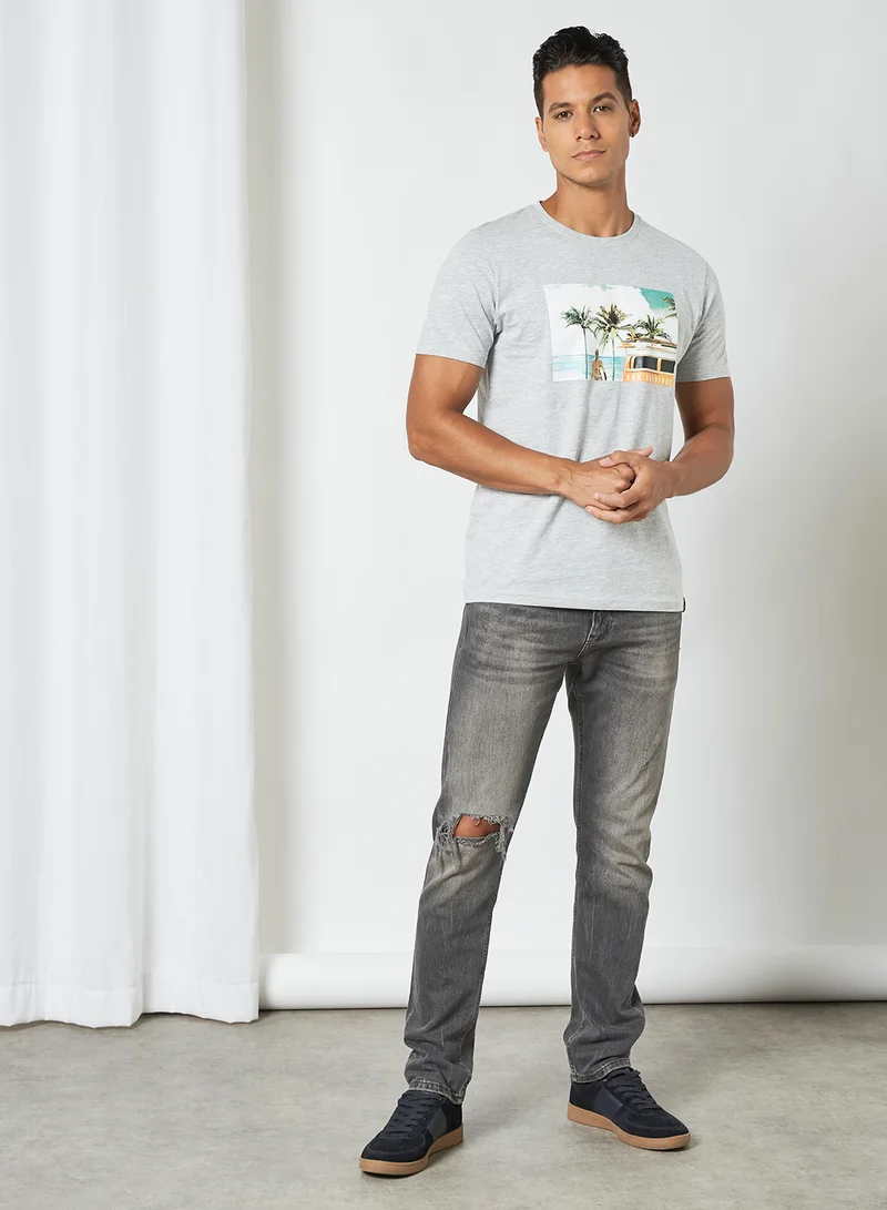 Shine Original Beach Print T-Shirt Grey