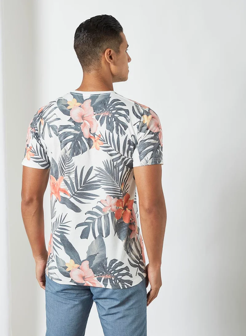 Shine Original Tropical Print T-Shirt White