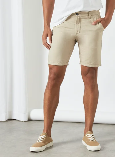 Shine Original Slim Fit Oxford Shorts Beige