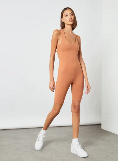 MANGO Crossover Back Unitard Brown