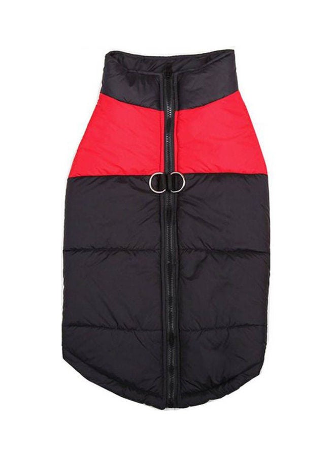 جاكيت بتصميم فيست مبطن وضد الماء ويمنح دفئاً في الشتاء للكلاب والحيوانات الأليفة، مقاس لارج أسود/أحمر 35سم