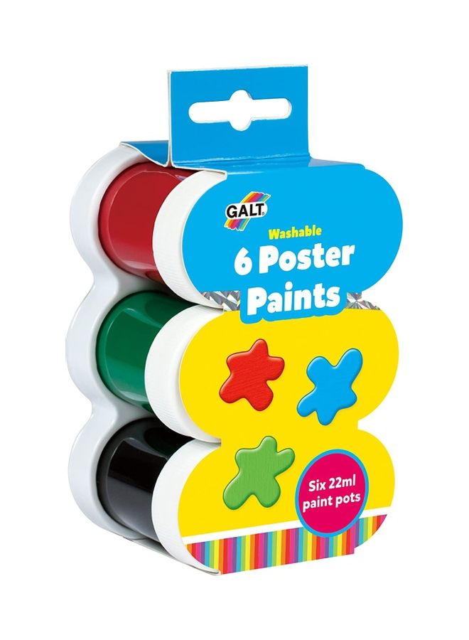 Galt Toys - 6 Poster Paints- Washable (Arts & Crafts Drawing & Painting Office & School Supplies) 6.7x5.2x13cm - Image 1