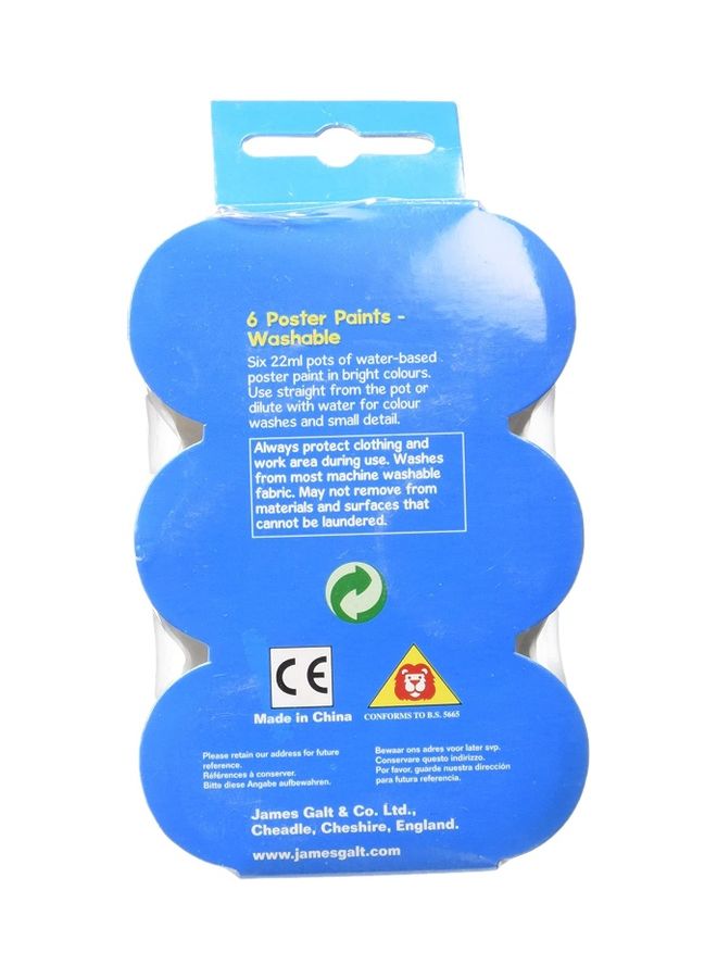 Galt Toys - 6 Poster Paints- Washable (Arts & Crafts Drawing & Painting Office & School Supplies) 6.7x5.2x13cm - Image 1