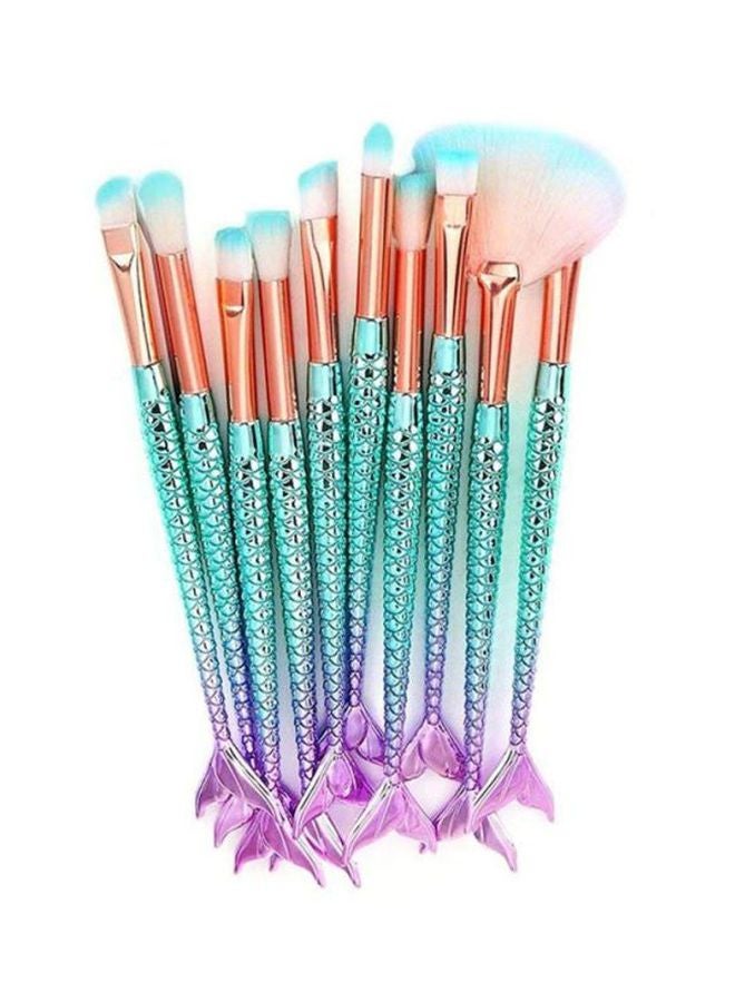 11-Piece 3D Mermaid Makeup Brush Set Green/Pink/Beige - v1622110658/N19876996A_2