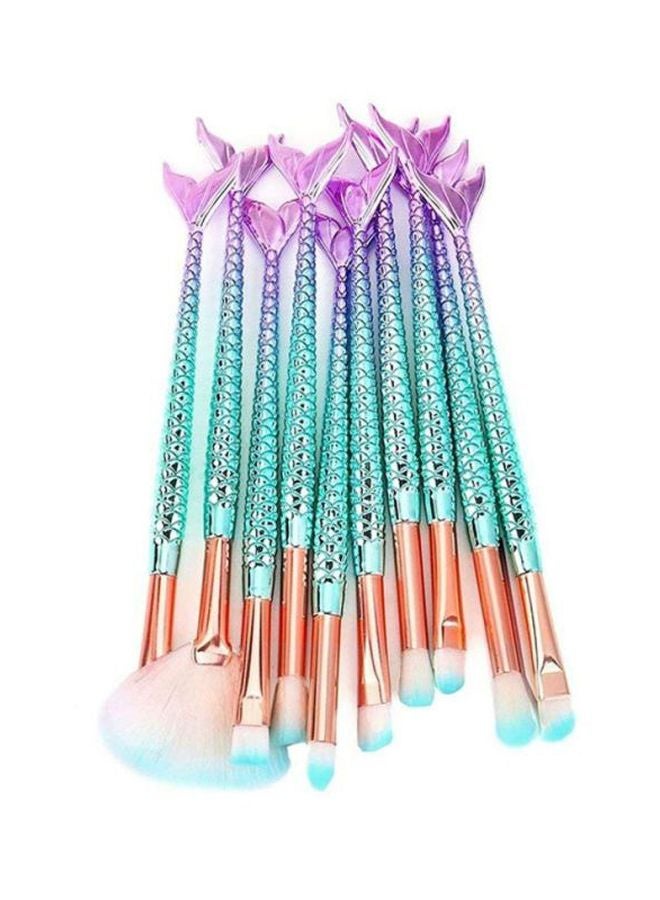 11-Piece 3D Mermaid Makeup Brush Set Green/Pink/Beige - v1622110658/N19876996A_3