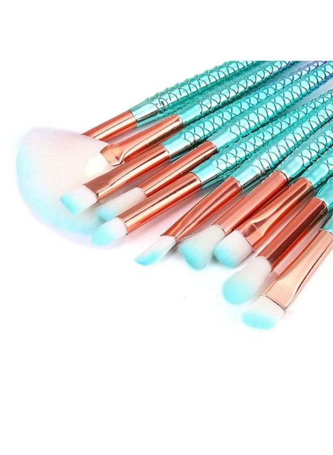 11-Piece 3D Mermaid Makeup Brush Set Green/Pink/Beige - v1622110658/N19876996A_5