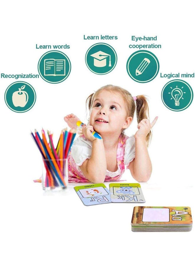 دوبكارت بطاقات للرسم والتلوين لتعليم الحروف الأبجدية مكونة من 26 قطعة مع قلم سحري - Image 2
