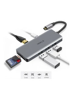 iWalk 7 In 1 USB-C Multiport Adapter Hub Grey  - Image 1