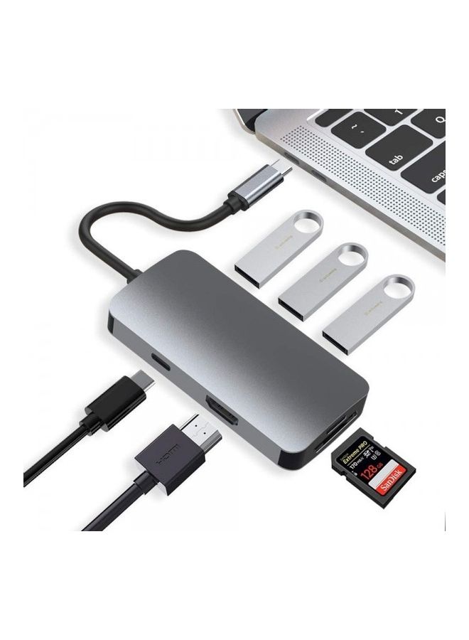 iWalk - 7 In 1 USB-C Multiport Adapter Hub Grey - Image 1