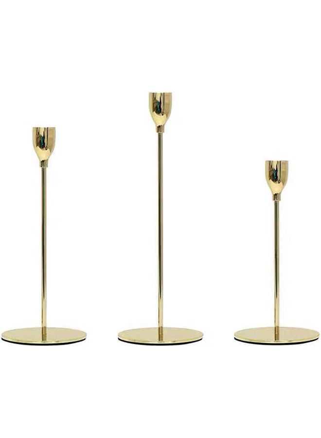 Generic 3-Piece Candle Stick Holders Set Gold 10x10x33.5cm  - Image 1