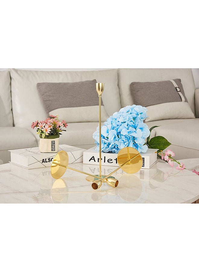 Generic 3-Piece Candle Stick Holders Set Gold 10x10x33.5cm  - Image 2