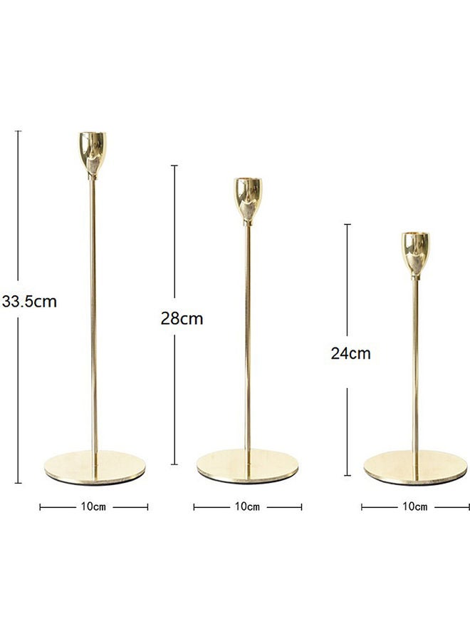 Generic 3-Piece Candle Stick Holders Set Gold 10x10x33.5cm  - Image 3