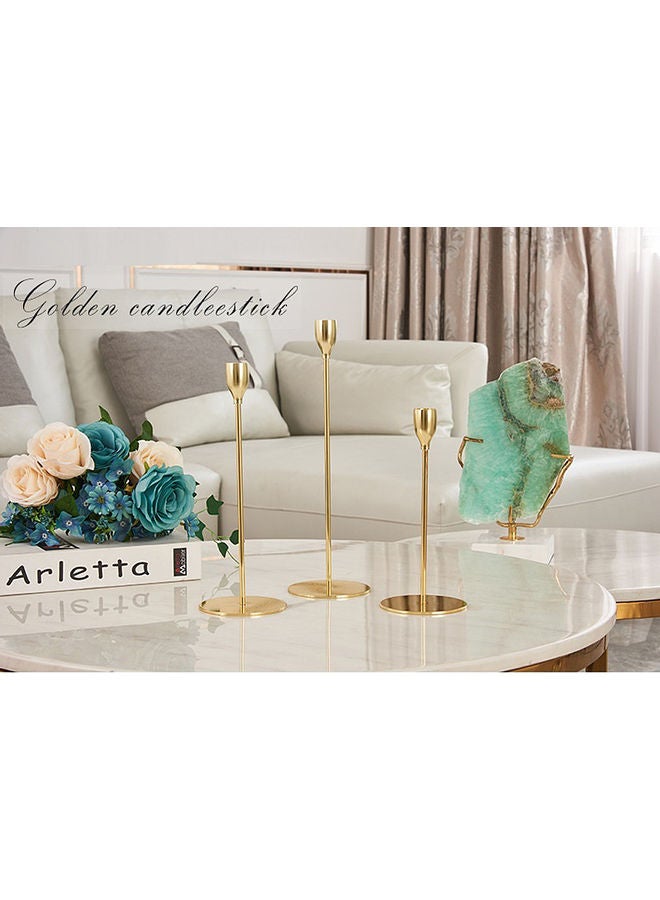 Generic 3-Piece Candle Stick Holders Set Gold 10x10x33.5cm  - Image 4