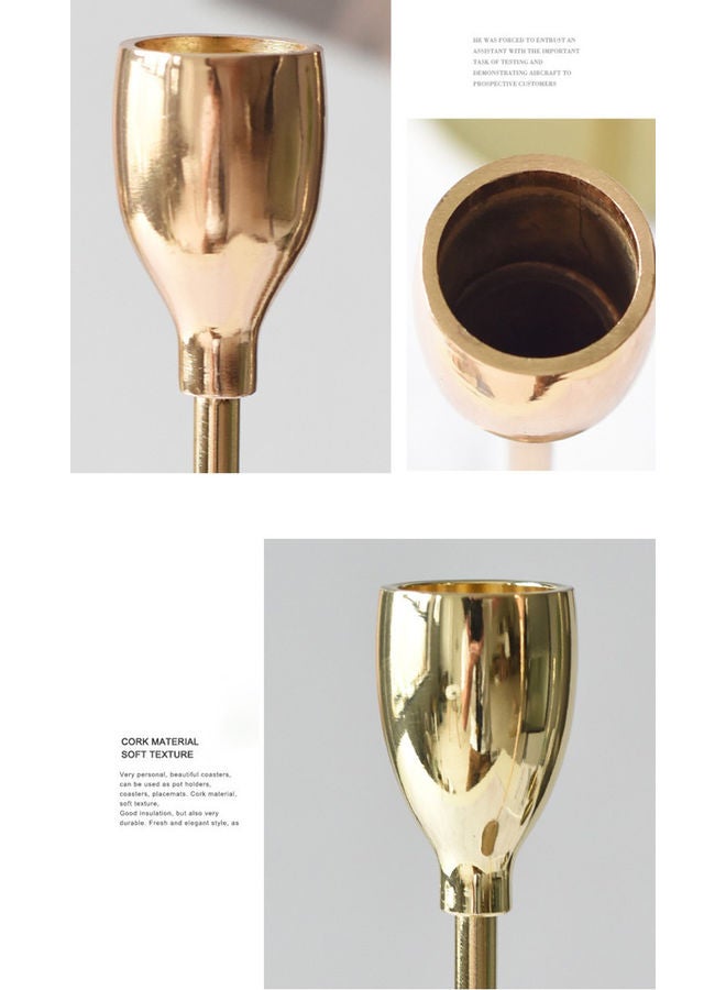 Generic 3-Piece Candle Stick Holders Set Gold 10x10x33.5cm  - Image 5