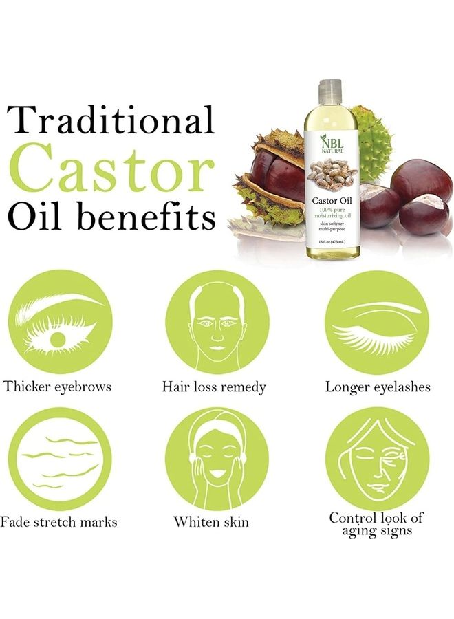 NBL Natural Castor Oil For Skin, Hair, Eyelashes And Eyebrows 473 ml  - Image 2