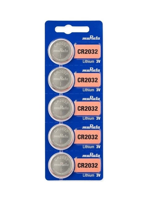 5Pc Pack CR2032 Lithium 3V Coin Cell Battery Silver