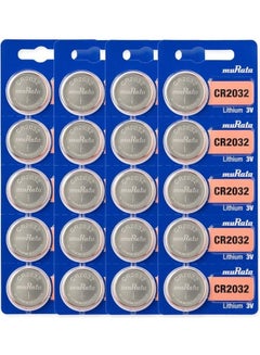 muRATA 20-Piece Pack CR2032 Lithium 3V Coin Cell Battery Silver  - Image 1