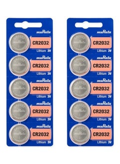muRATA 10-Piece CR2032 Lithium 3V Coin Cell Battery Silver  - Image 1