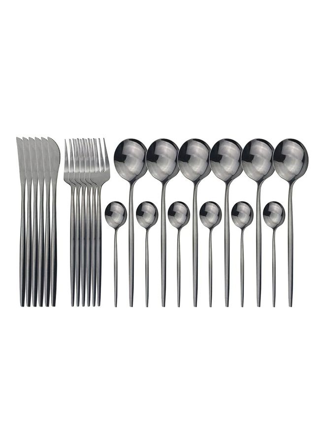 XiuWoo 24-Piece Stainless Steel Cutlery Set With Storage Case Grey - Image 1