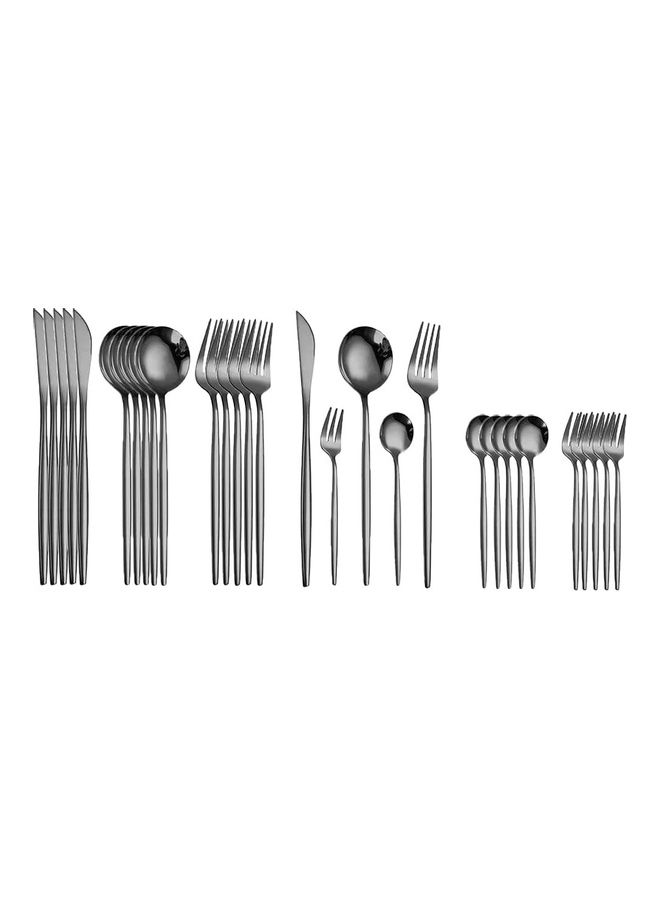 XiuWoo 30-Piece Stainless Steel Cutlery Set Black