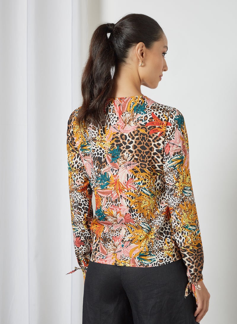 Aila Casual Floral Printed Long Sleeve Blouse Multicolour  - Image 4