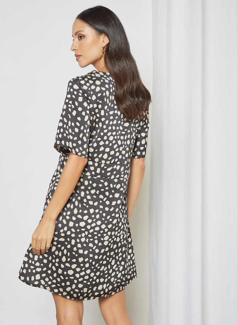 Aila - Animal Printed Mini Dress Black - Image 1