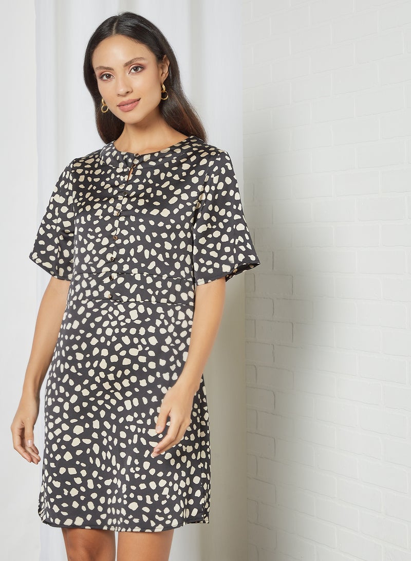 Aila - Animal Printed Mini Dress Black - Image 1
