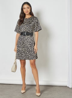 Aila Animal Printed Mini Dress Black  - Image 2