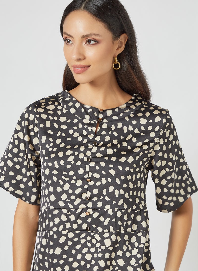 Aila - Animal Printed Mini Dress Black - Image 1